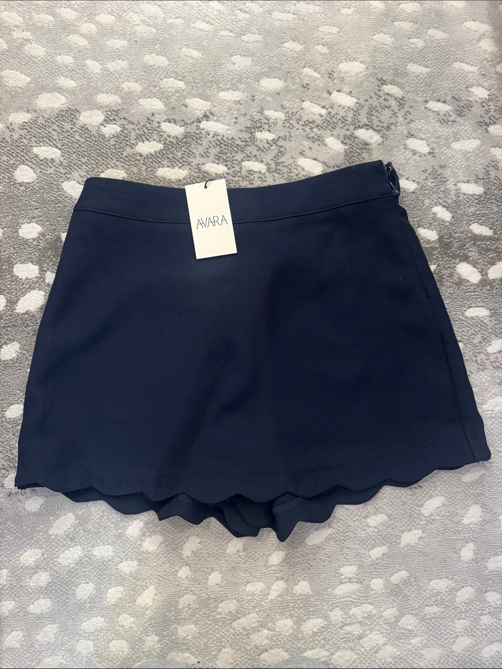 AVARA Black Scallop-Hem Mini Skort